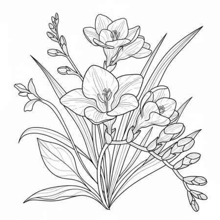 Flor de Fresia (Desenho para Colorir)