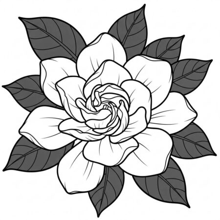 Flor de Gardenia (Desenho para Colorir)