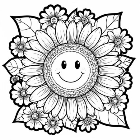 Flor de Girassol (Desenho para Colorir)