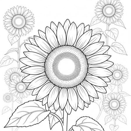 Flor de Girassol (Desenho para Colorir)