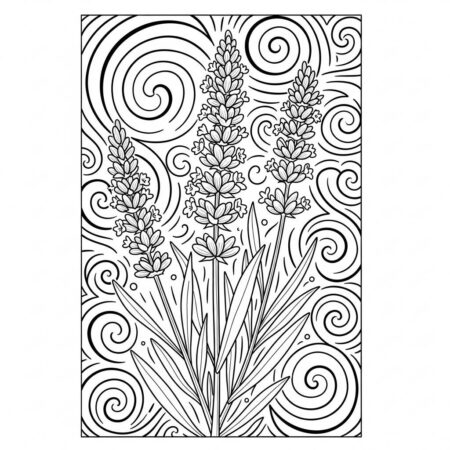 Flor de Lavanda (Desenho para Colorir)