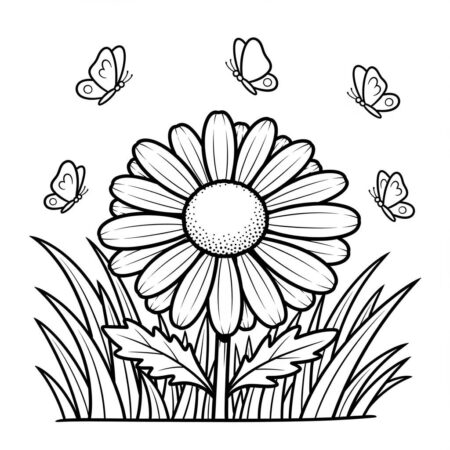 Flor de Margarida (Desenho para Colorir)