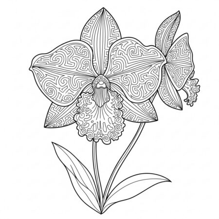 Flor de Orquidea (Desenho para Colorir)
