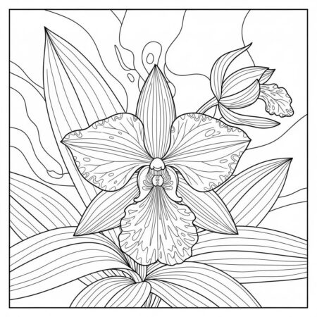 Flor de Orquidea (Desenho para Colorir)