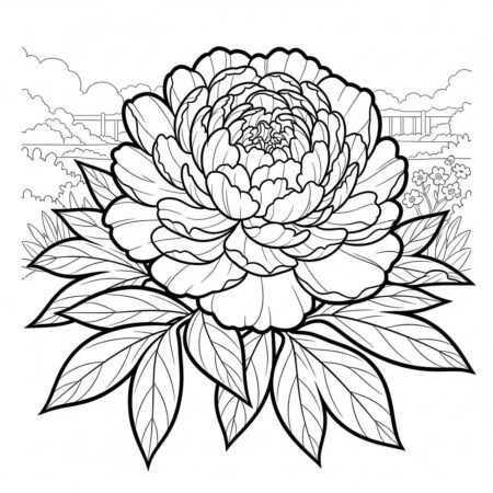 Flor de Peonia (Desenho para Colorir)