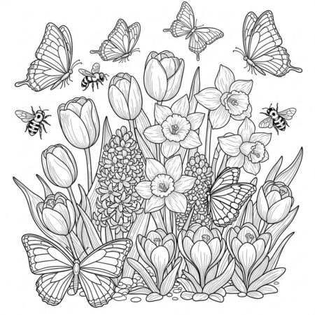 Flor de Primavera (Desenho para Colorir)