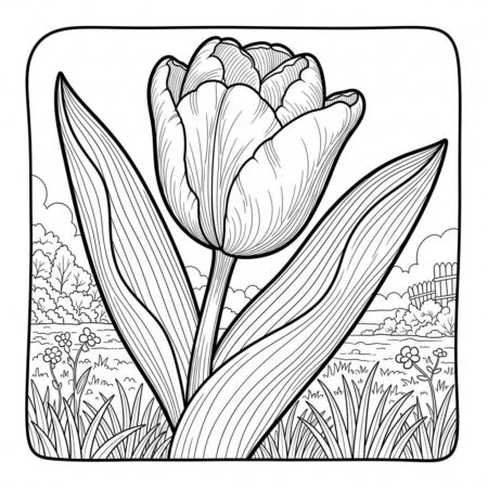 Flor de Tulipa (Desenho para Colorir)
