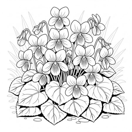 Flor de Violetas (Desenho para Colorir)