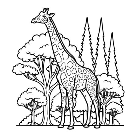 Girafa Alta e Elegante (Desenho para Colorir)