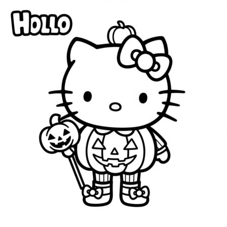 Hello Kitty abobora de Halloween (Desenho para Colorir)