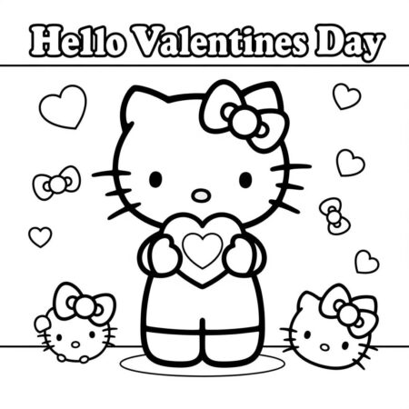Hello Kitty com coracao de amor (Desenho para Colorir)
