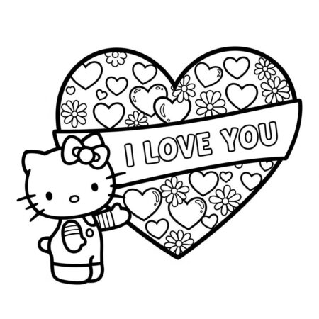 Hello Kitty coracao do amor (Desenho para Colorir)