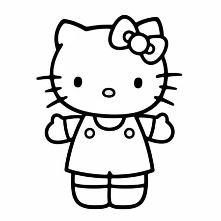 Hello Kitty em pe corpo inteiro (Desenho para Colorir)