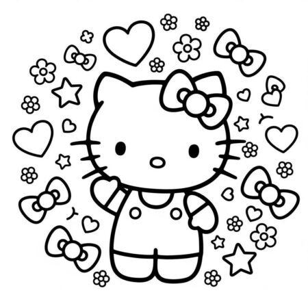Hello Kitty kawaii fofa (Desenho para Colorir)
