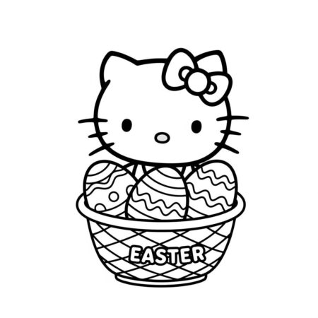 Hello Kitty ovos de Pascoa (Desenho para Colorir)