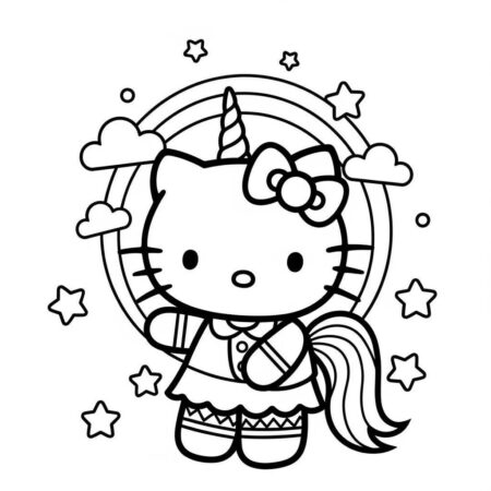 Hello Kitty unicornio magico (Desenho para Colorir)