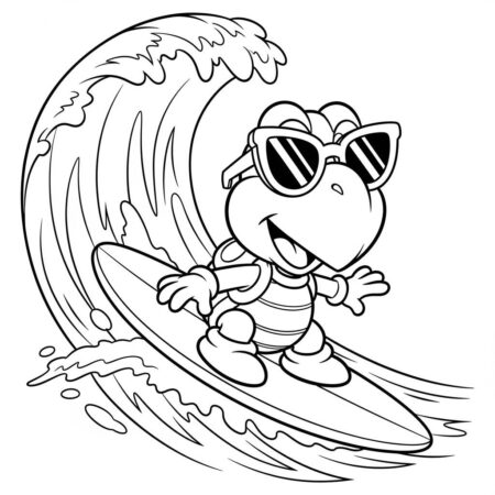 Koopa Troopa Surfando (Desenho para Colorir)