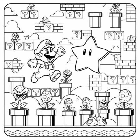 Mario Bros Aventura Divertida (Desenho para Colorir)