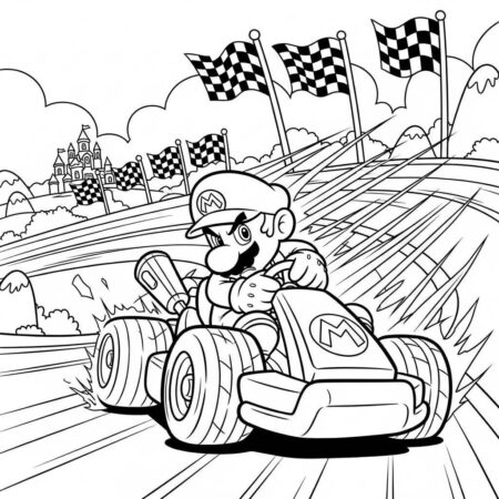 Mario Kart Corrida Divertida (Desenho para Colorir)