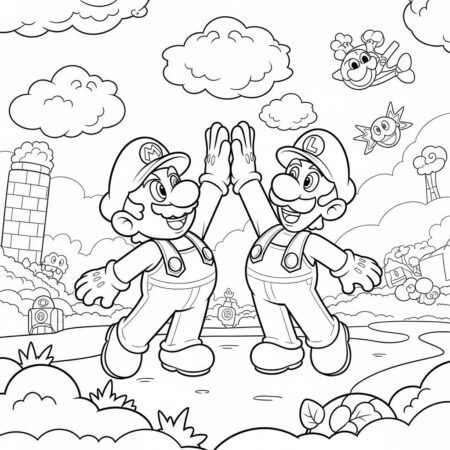 Mario e Luigi Juntos (Desenho para Colorir)