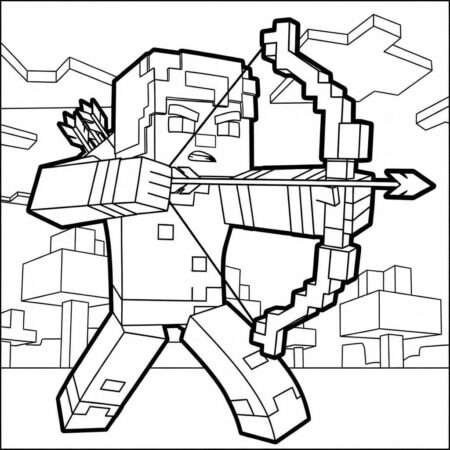 Minecraft Arco e Flecha (Desenho para Colorir)