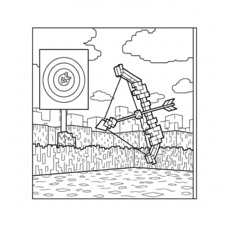 Minecraft Arco e Flecha (Desenho para Colorir)