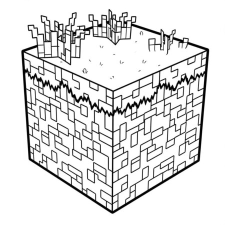 Minecraft Bloco de Terra (Desenho para Colorir)