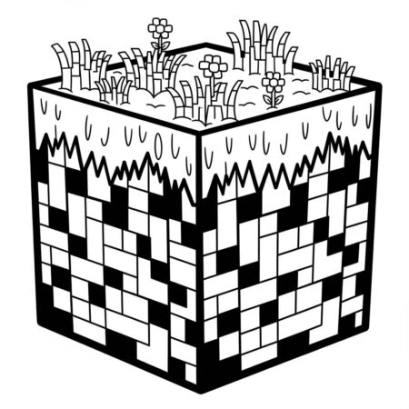 Minecraft Bloco de Terra (Desenho para Colorir)