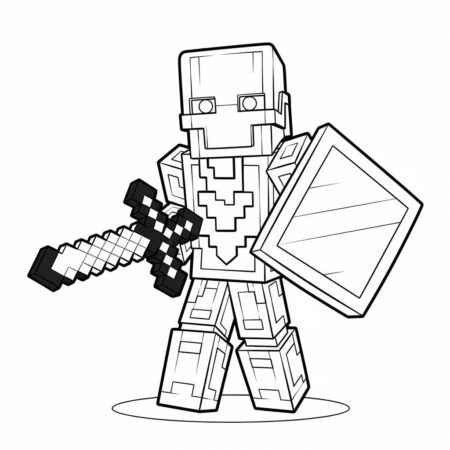 Minecraft Cavaleiro de Ferro (Desenho para Colorir)