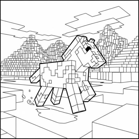 Minecraft Cavalo Aventureiro (Desenho para Colorir)