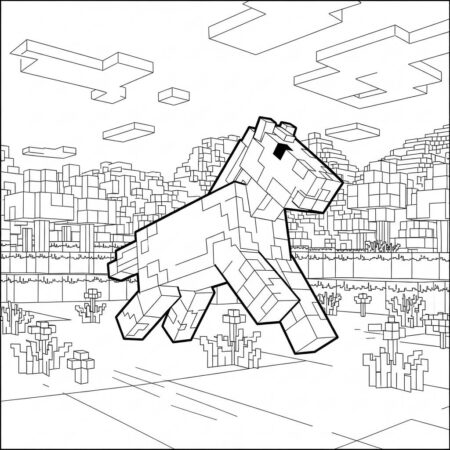 Minecraft Cavalo Correndo (Desenho para Colorir)