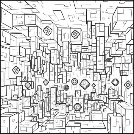 Minecraft Caverna Mistica (Desenho para Colorir)