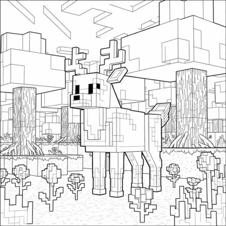Minecraft Cervo Elegante (Desenho para Colorir)