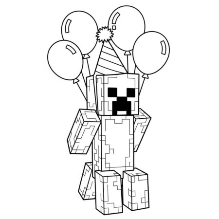 Minecraft Creeper em Festa (Desenho para Colorir)