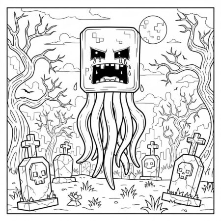 Minecraft Fantasma Assustador (Desenho para Colorir)