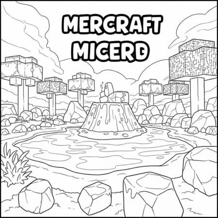 Minecraft Lago de Lava (Desenho para Colorir)