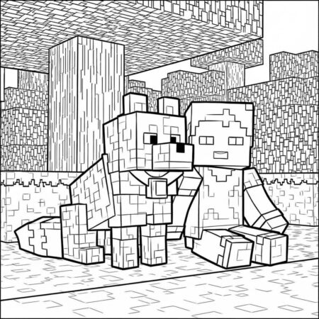 Minecraft Lobo Leal (Desenho para Colorir)