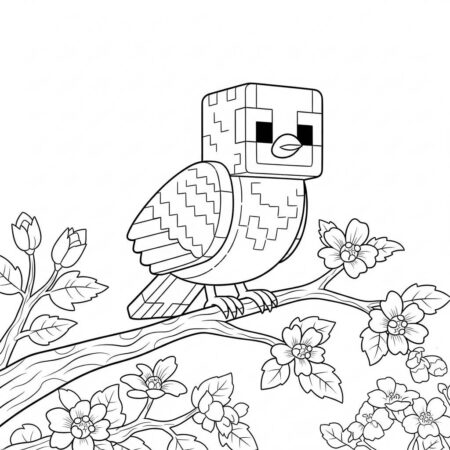 Minecraft Passaro Colorido (Desenho para Colorir)