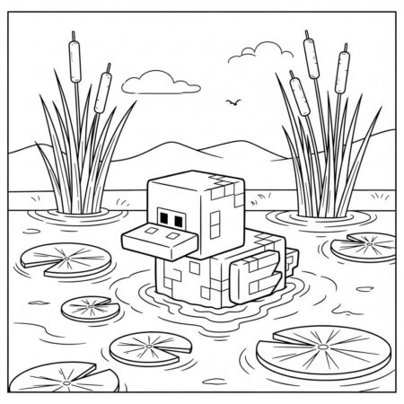 Minecraft Pato Flutuante (Desenho para Colorir)