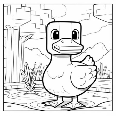 Minecraft Pato Kawaii (Desenho para Colorir)
