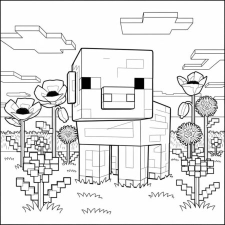 Minecraft Porquinho Fofo (Desenho para Colorir)
