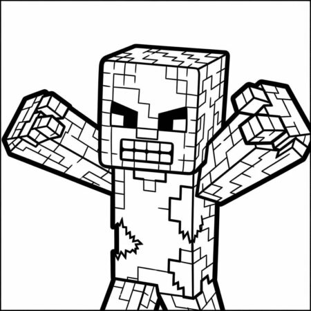 Minecraft Zumbi Perigo (Desenho para Colorir)