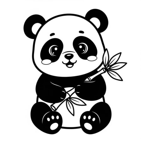 Panda Kawaii Feliz (Desenho para Colorir)
