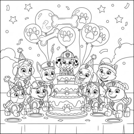 Patrulha Canina Birthday (Desenho para Colorir)