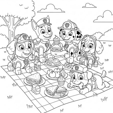 Patrulha Canina Picnic (Desenho para Colorir)