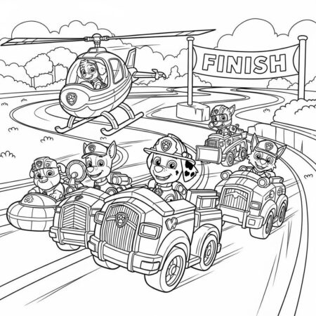 Patrulha Canina Racing (Desenho para Colorir)