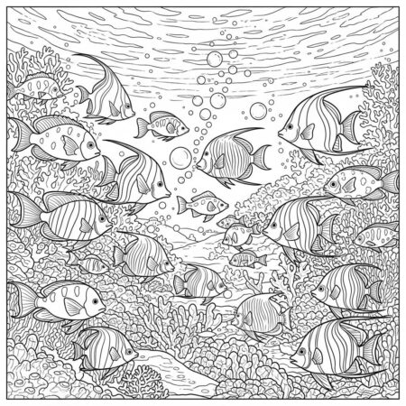 Peixinhos Coloridos no Mar (Desenho para Colorir)