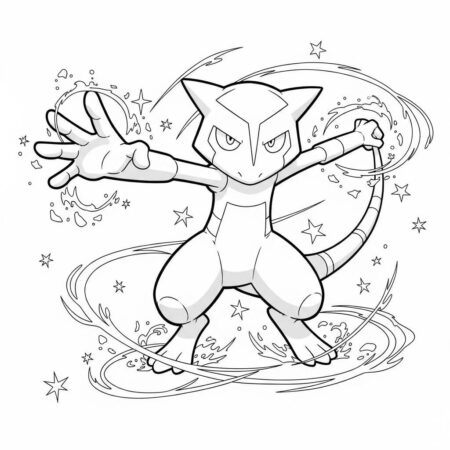 Pokemon Abra Teleportando (Desenho para Colorir)