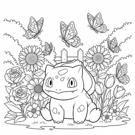 Pokemon Bulbasaur Kawaii (Desenho para Colorir)