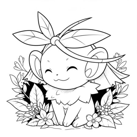 Pokemon Chikorita Verde (Desenho para Colorir)